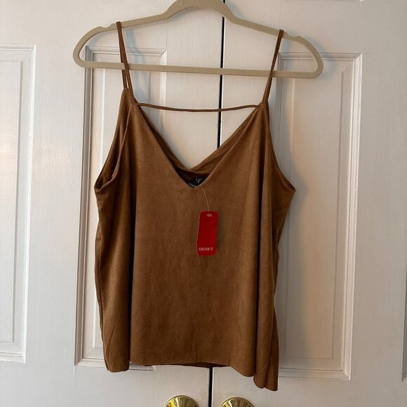 NWT Forever 21 Tan Suede Shirt - Size Large - Picture 2 of 2